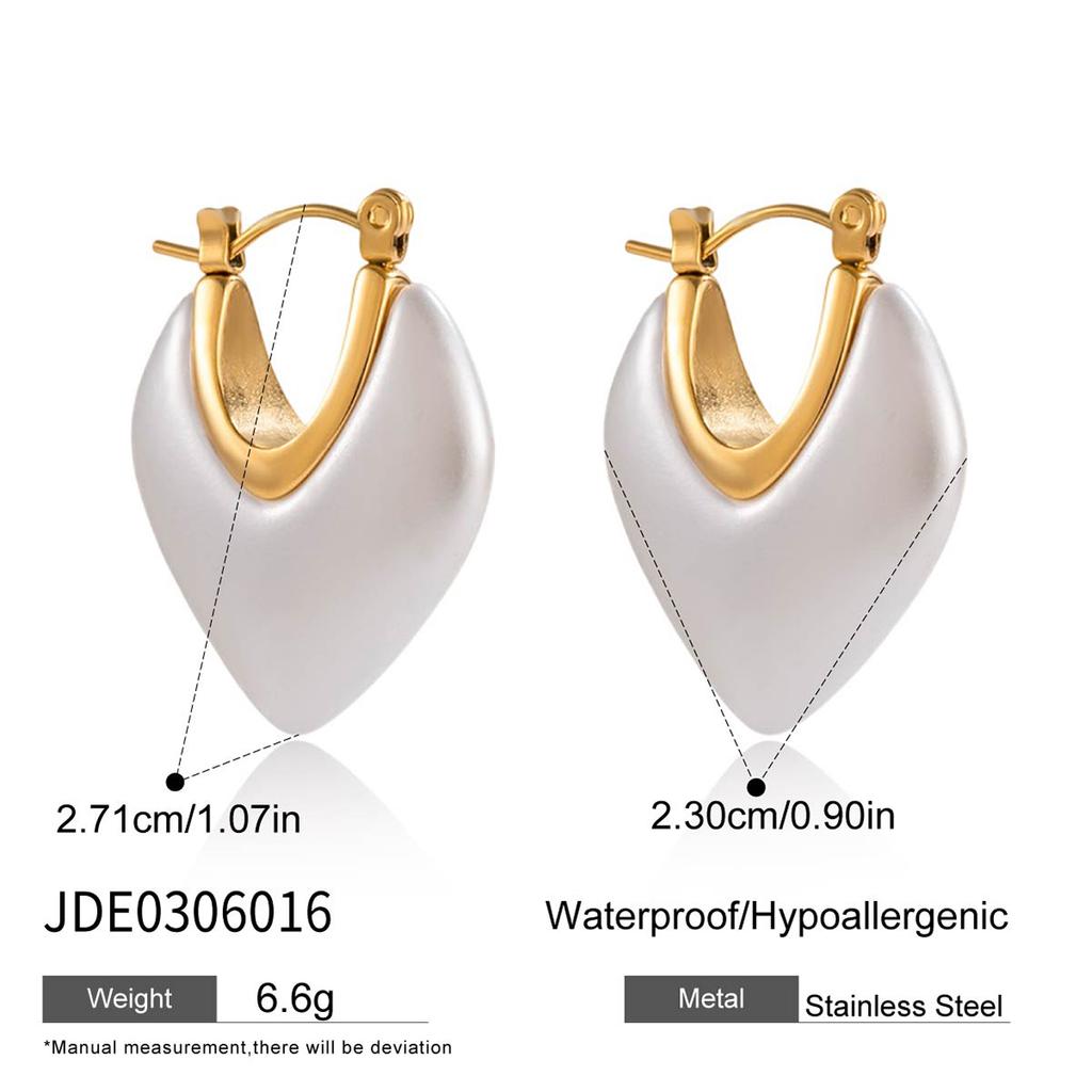Youthway Elegant Scenic White Resin Pearl Round Earrings With Irregular Design Stainless Steel Hypoallergenic Women'S Earrings