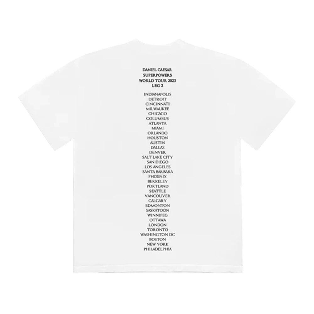 Daniel Caesar Superpowers World Tour Tee Crewneck Short Sleeve White T-shirt 2023 Hip Hop Style Unisex Women Fashion Clothes Unisex