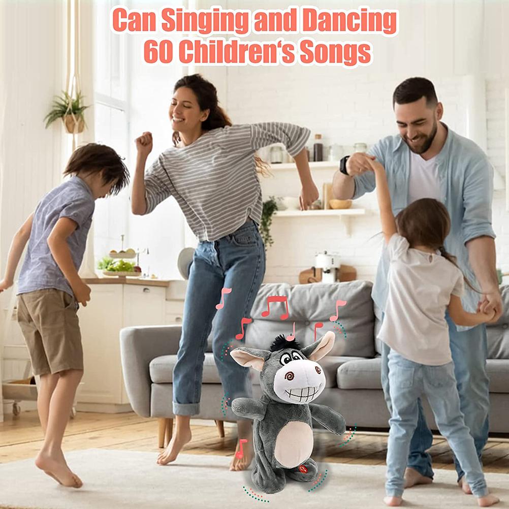 Stuffed Animal Toys Electric Funny Donkey Doll for Baby 72 Children"s Songs Plush Toys Walking and