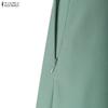 ZANZEA Women Elegant V-Neck Casual Short Sleeve Midi Dress