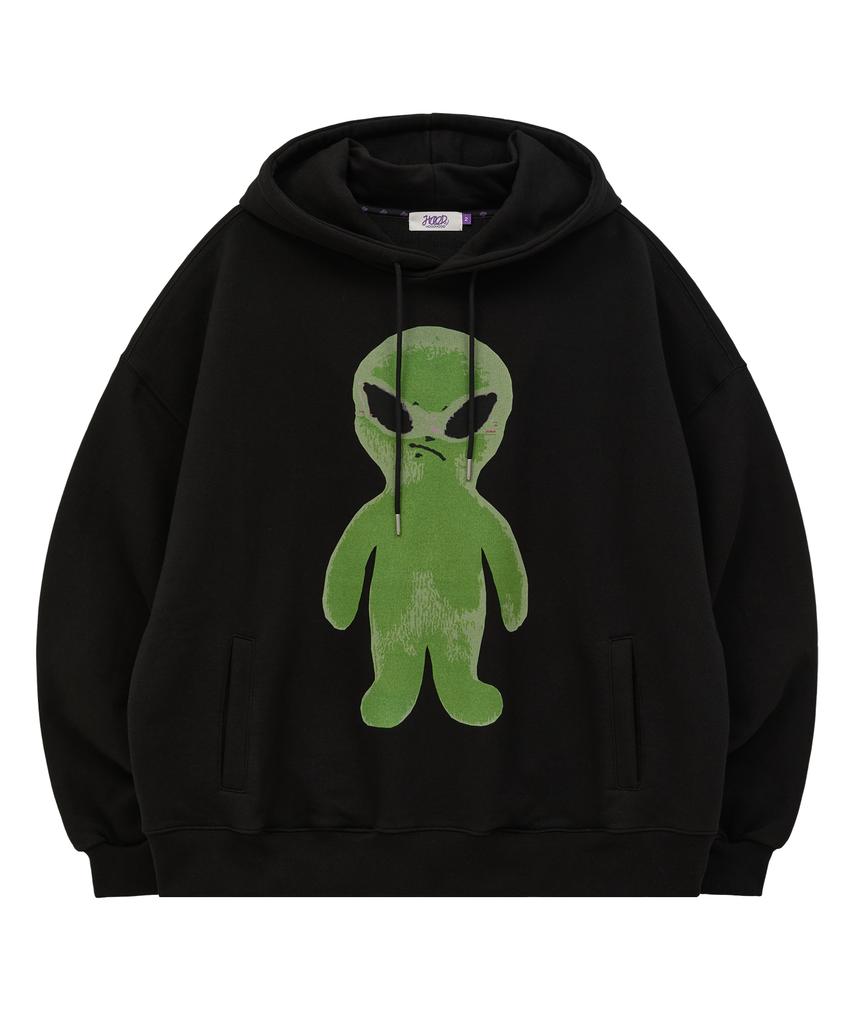 Alien Graphic Oversized Hoodie Black