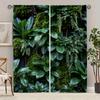 2pcs Natural Green Forest Print Curtains - Machine Washable Polyester, Semi-Transparent with Vibrant Moss & Foliage Design for B