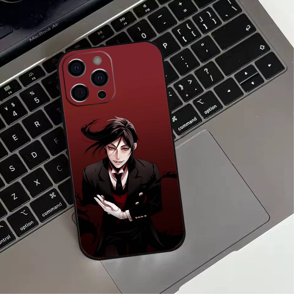 Black Anime B-ButlerS  Phone Case For iPhone 17,16,15,14,13,12,11 Plus,Pro Max,XS,Soft Silicone Black Cover
