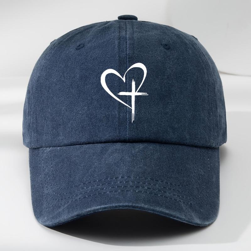 Love Cross Printed Baseball Cap Fashionable Outdoor Leisure Sports Sun Hat Washed Retro Soft Top Comfortable Peaked Cap