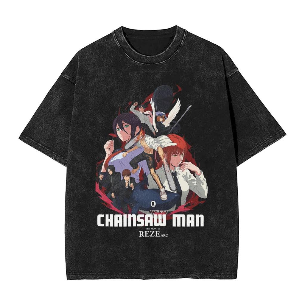 Japanese Reze Chainsaw Man Anime T Shirt Beach Vintage T Shirts Cotton Trending Tshirt for Men Short Sleeve Design Tees