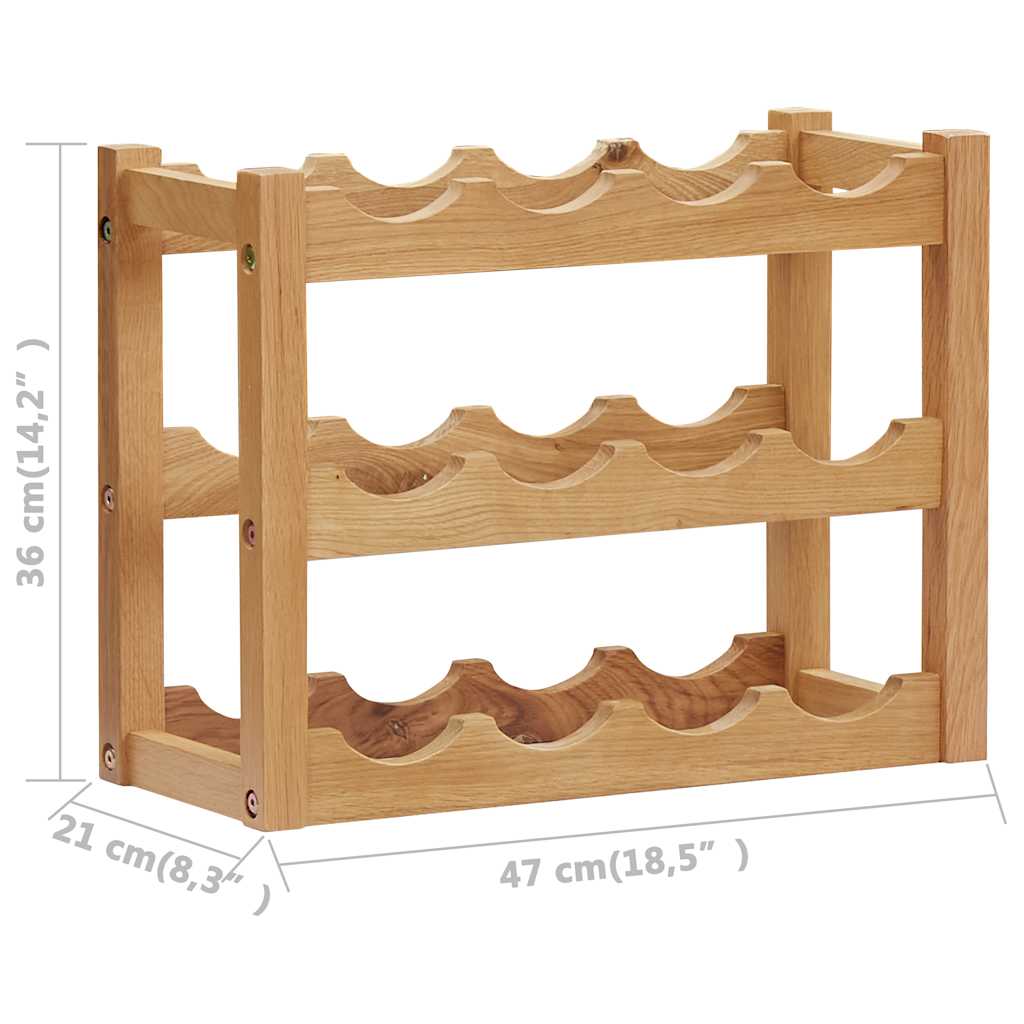 12 Bottle Wine Rack 47 x 21 x 36 cm Solid Oak
