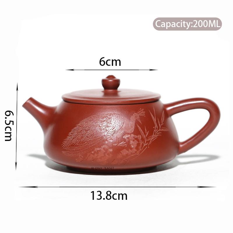 

200ml Yixing Purple Clay Teapots Famous Handmade Stone Scoop Tea Pot Raw Ore Dahongpao Beauty Kettle Chinese Zisha Tea Set