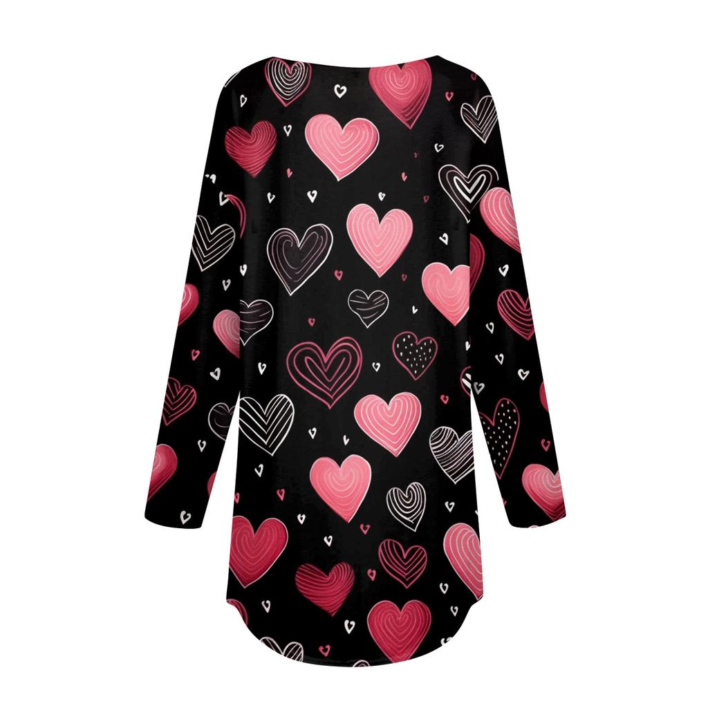 Fashion Women's Casual Long Sleeved Round Neck Printed Tops