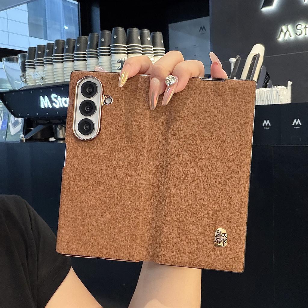 Applicable to Samsung Zfold1ultra mobile phone case plain leather double central axis ZFOLD1/1 folding anti-drop flip case