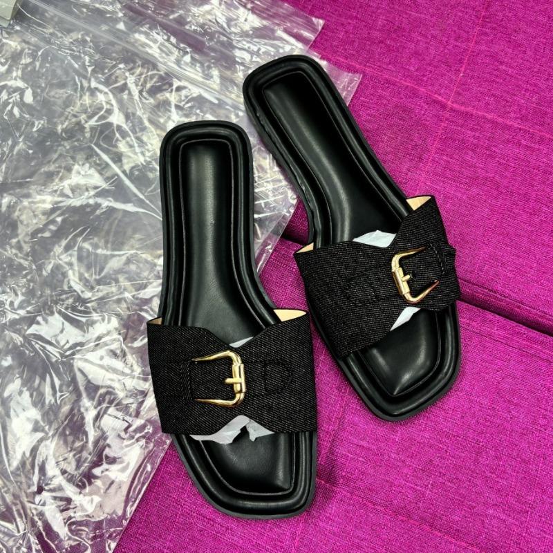 Fashion Trendy Flat Slides for Women Various Colors Metal Buckle Strap 2025 Summer Beach Trips Shoes Daily Outdoor Female Slippers