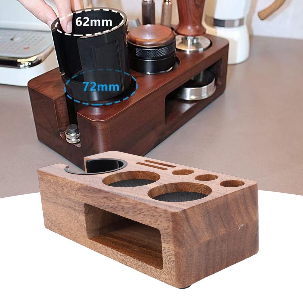 Coffee Tamping Station Wooden Anti Slip Coffee Portafilter Holder Tamper Stand for 51 to 58mm Portafilter Home Kitchen