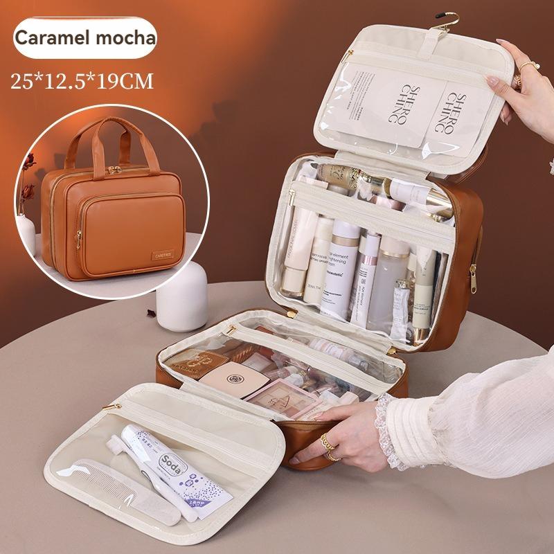 New PU Leather Cosmetic Bag For Women Multifunctional Portable Storage Makeup Bag Large Capacity Travel Toiletry Storage Bag