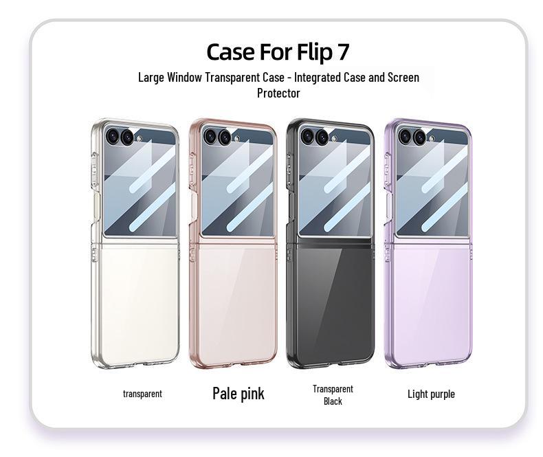 Samsung Z Flip7 Protective Case: Transparent Airbag Shell with Large Window