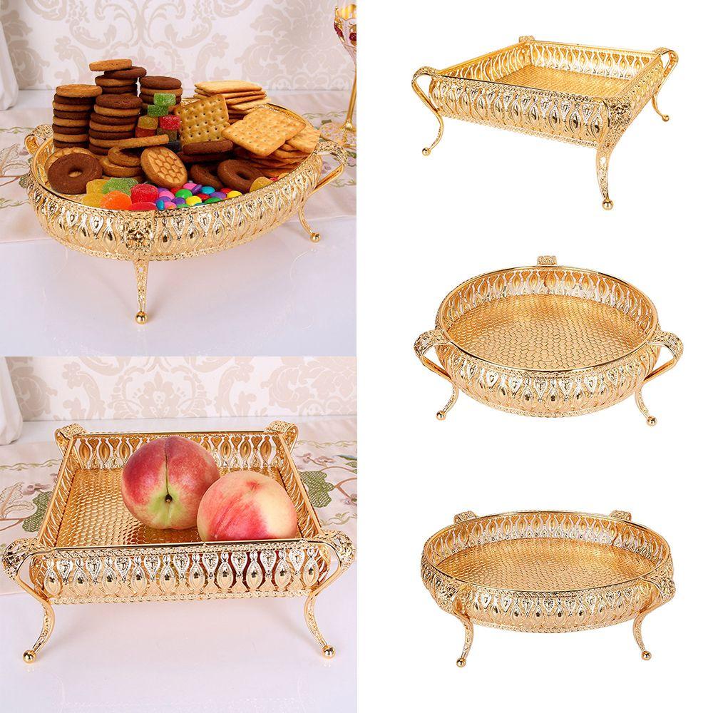 storage rack Ellipse Key Tray Candy Container Storage Tray Fruit Plate Bowl Metal Tray Nordic Style