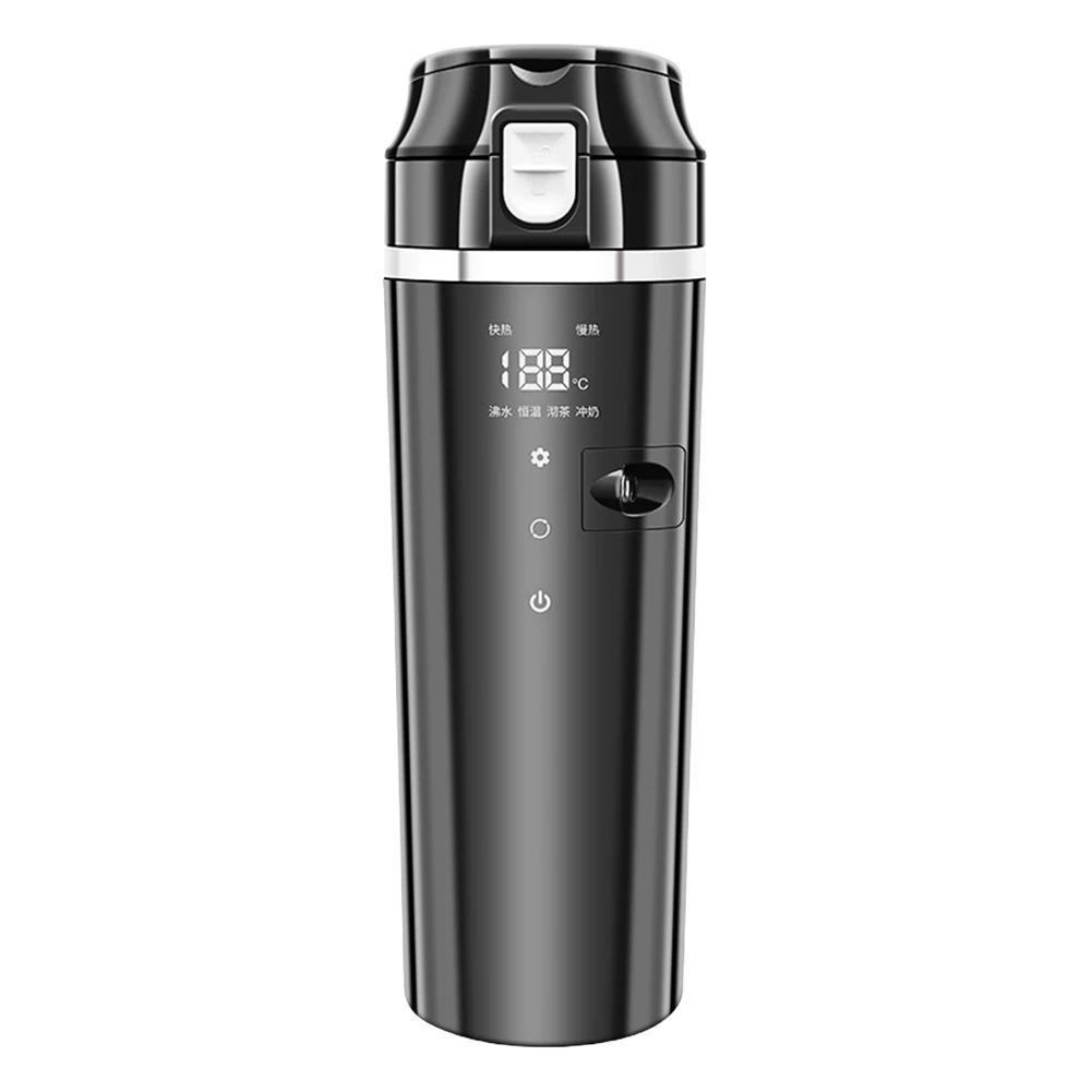 

12V/24V Car Heated Smart Mug Digital LCD Display Coffee Milk Heated Kettle Smart Temperature Control thermos Cup Stainless Steel чёрный