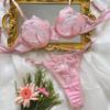 Kajano Sexy Embroidered Multi-color Mesh Lace Push-up Lingerie Set for Women