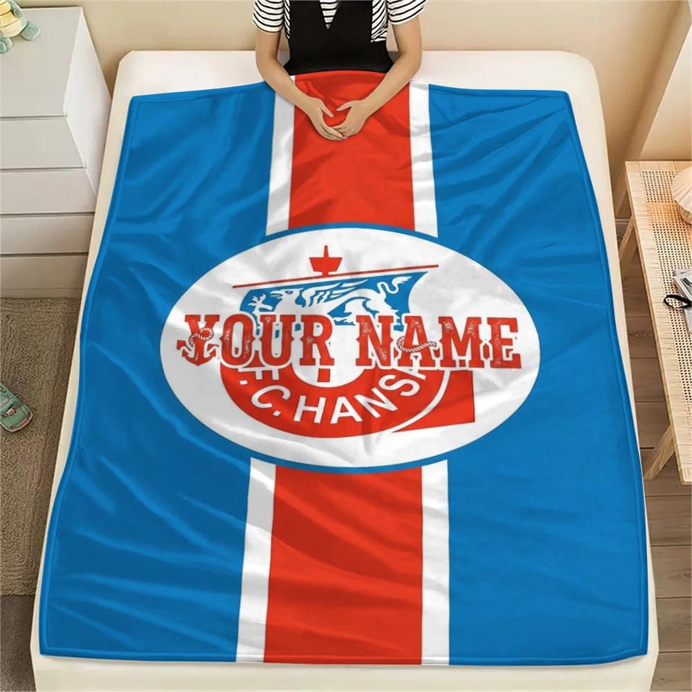 1PC Fc Hans Crest Custom Name Patterned Flannel Blanket Suitable For All Seasons For Home Decor Warmth And Comfort Gifts Holiday Present