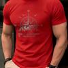 Men's Summer Short Sleeve T-Shirt Vintage Compass Pattern Design Fashionable Elegant Top Breathable Round Neck Men's Clothing