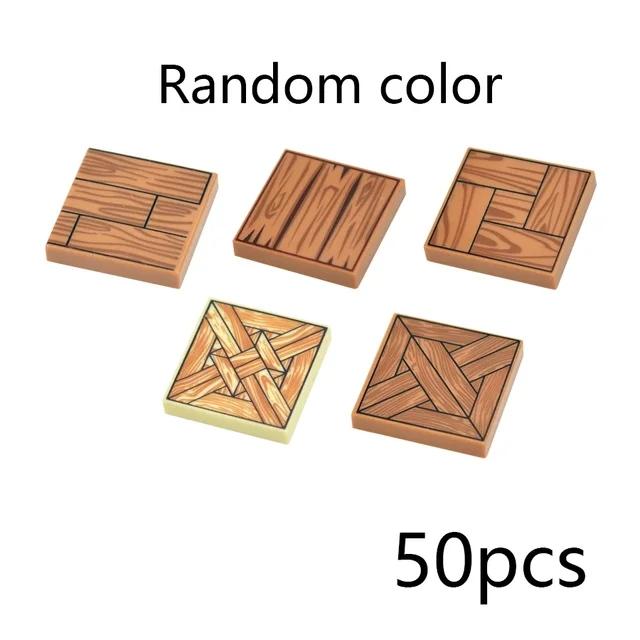 MOC Tile Smooth Printed 1x1 1x4 1x6 2x2 Assemble Particles 2431 3068 Flat Wood Grain Pattern Traffic Warning Bricks Accessories