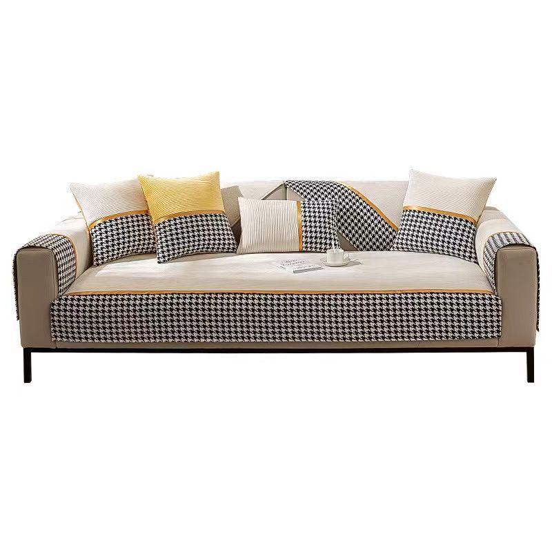 Thousand Bird Grid Sofa Cushion, Four-season Universal Corduroy Non-slip Sofa Cover, Nordic Style Seat Cushion