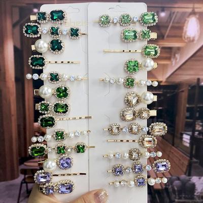 Pasadores de lujo con perlas de cristal para mujer, horquillas con Clip para el pelo en forma de gota de agua, accesorios geométricos para el cabello, tocados, 2022