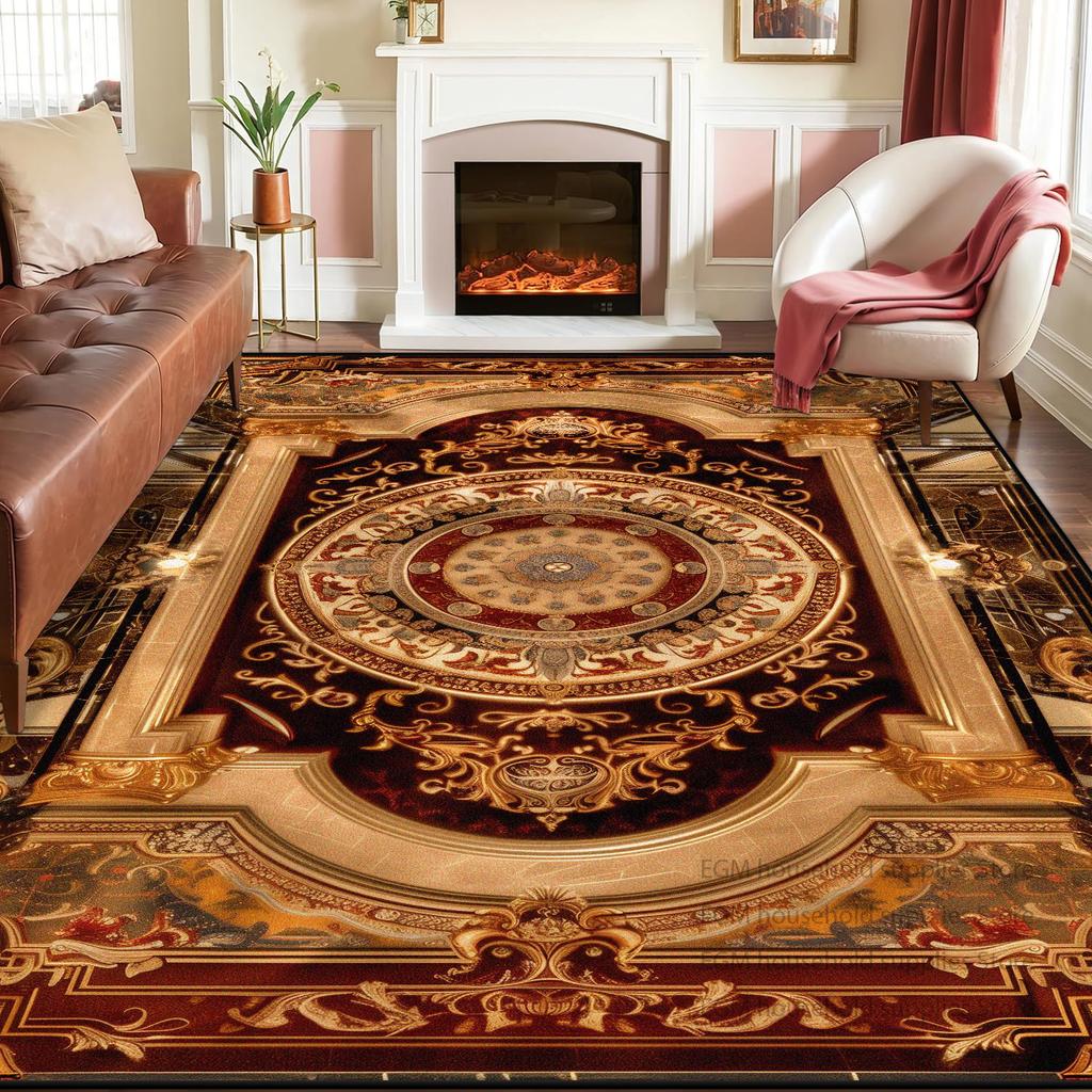 Persian Decoration Carpet Living Room Sofa Tea Table American Luxury Rugs Bedroom Washable Antiskid Entrance Floor Mat Lounge
