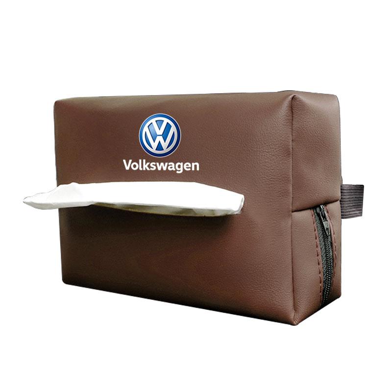 W151Car Tissue Box Car Interior Accessories For Volkswagen Golf Passat B6 Amarok T5 Tiguan Leather Tissue Storage Bag Kleenex Case