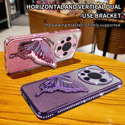 Diamentowy Brokat Płynny Ruchomy Piasek Motyl Uchwyt na Telefon Etui Dla Xiaomi Redmi Note 14 13 12 11 10 Pro 4G 5G Pokrowiec