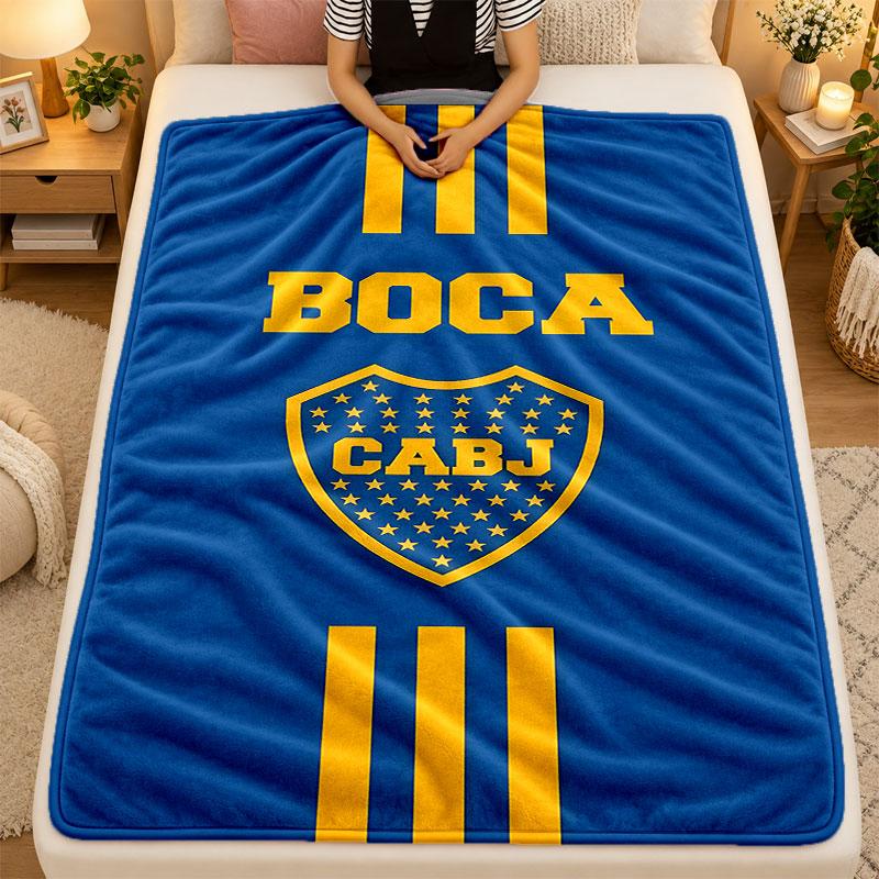 Flannel BlanketBoca Juniors Warm Soft Throw Blanket for Indoor Sofa Bed Living Room Use