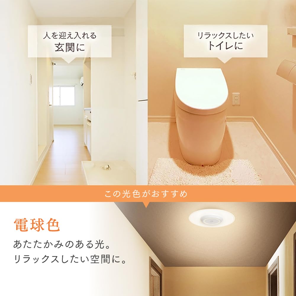 Iris Ohyama LED Ceiling Light, Compact, Thin Panel Light, Eye-Friendly Light, 1900lm, Warm White, with Motion Sensor, for Entryways, Hallways,