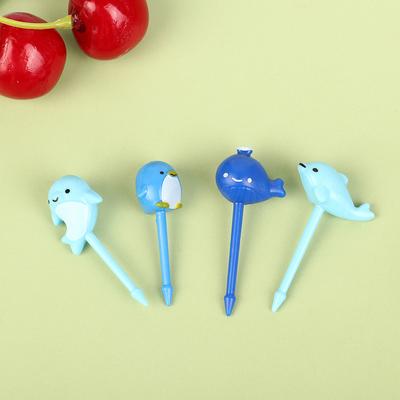8Pcs/Set Cute Dolphin Fruit Fork Kids Snack Dessert Decoration Forks Toothpick Lunch Salad Decoration Cake Picks