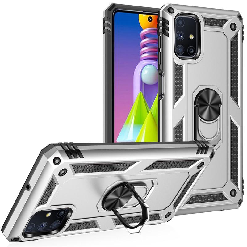 Dla Samsung Galaxy M51 M32 M02 M21 2021 Samochodowe Magnetyczne Etui na Telefon z Pierścieniem i Podstawką Tylna Pokrywa dla M31 M21 M01 M12