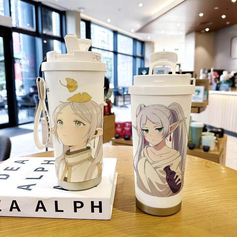 Frieren: Izolovaný hrnek s motivem Beyond Journey's End - Vysoká hodnota, Přenosný studentský hrnek na kávu a vodu