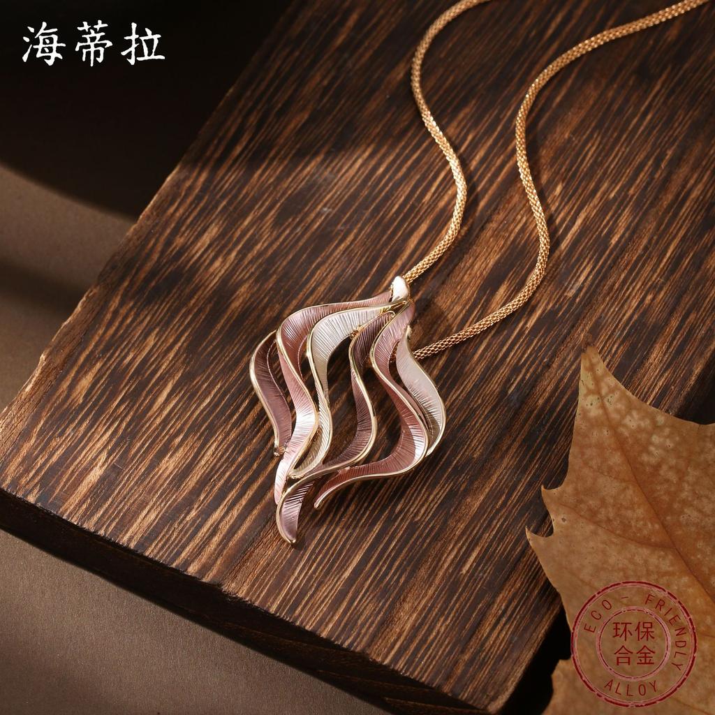 Nouveau pendentif géométrique creux en émail couleur, chaîne de cou pour femme, article de ligne irrégulière de haute qualité