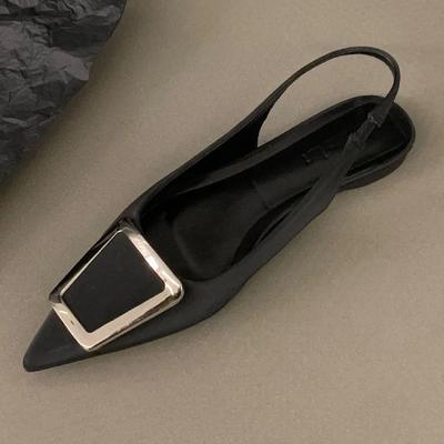 Schwarze Damen Ballerinas Mode Spitzpumps Weiche Sohle Slipper Lässige Dünne Schuhe Slingbacks Sandalen Bequeme Damen Arbeitsschuhe
