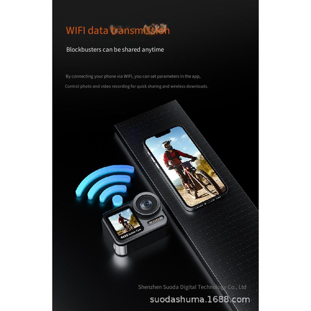 4K HD Sports Action Camera with Dual Front & Rear Color Screens, Waterproof Portable Outdoor Video Recorder