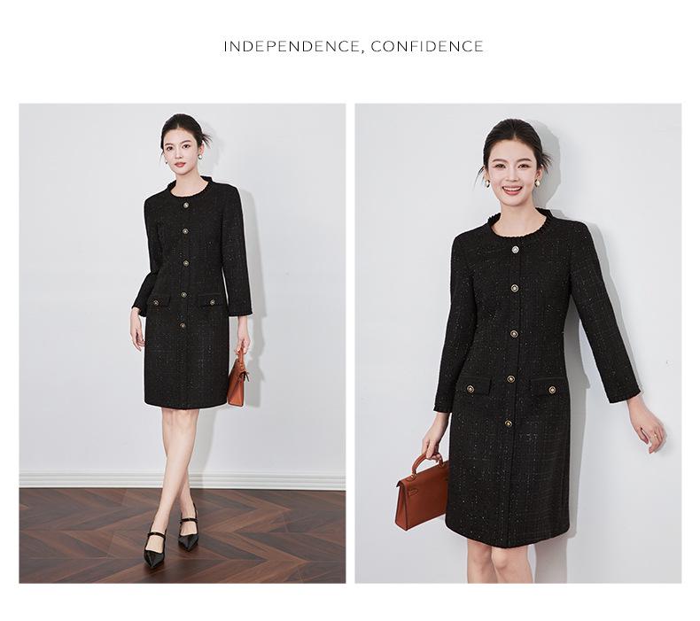 Nanyou Vynikající krajkové tvídové šaty – Podzim/Zima