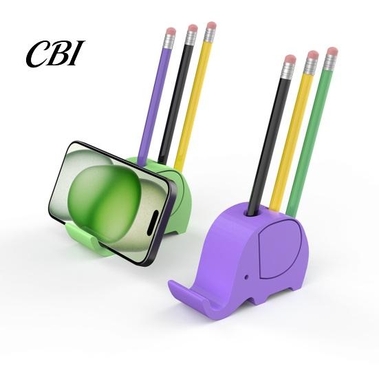 3D Printed Elephant Phone Holder with Pen Holder, Multifunctional Stand, Hands-Free Sturdy For Watching Videos Desktop Organizer, Creative Cute Shape