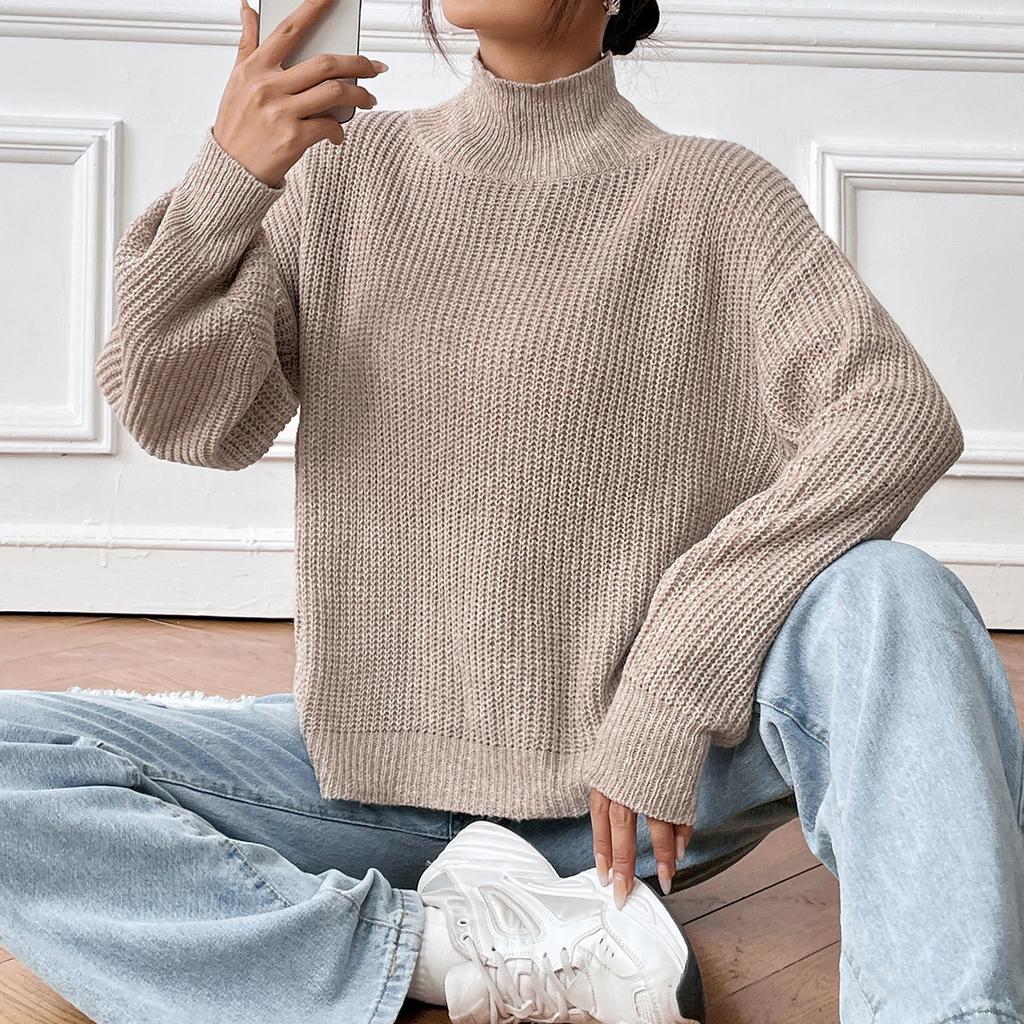 Clipped Cotton Sweater Women's Top Cross-border European and American Women's Clothing Semi-turtleneck Autumn and Winter Bottoming Sweater Pullover 