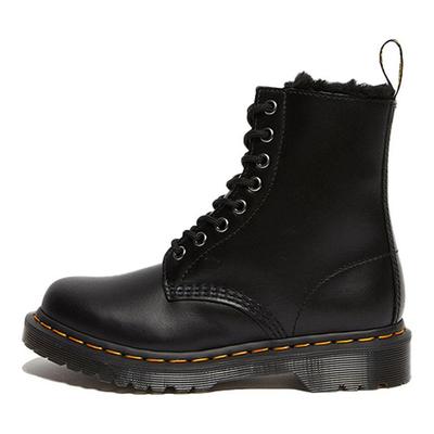 1460 Two-Layer Cowhide Round Toe Lace-Up Short Boots Unisex Boots Black 26238021