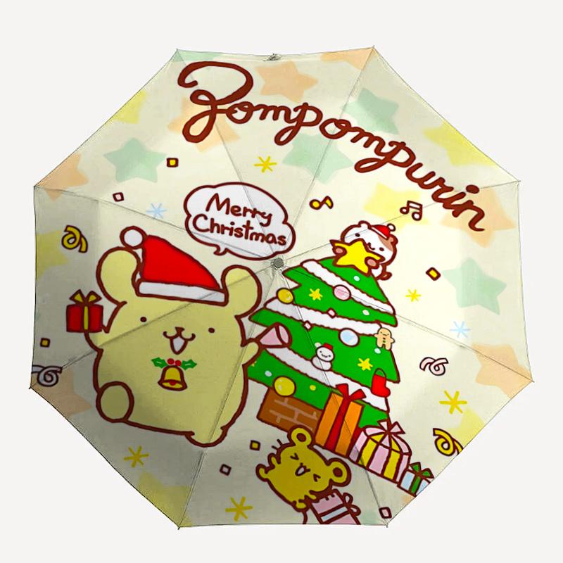 1pc Pompompurin Christmas Edition Automatic Opening/Closing Umbrella with Foldable Design and Iron Frame - Perfect Gift for Fans, Travelers, and Daily