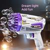 Large capacity rechargeable automatic bubble gun with colored lights, plastic material, suitable for indoor and outdoor birthday