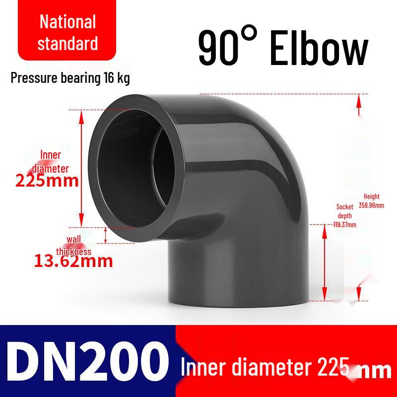 DN200 PVC PN16 90-Degree Elbow Pipe Fitting