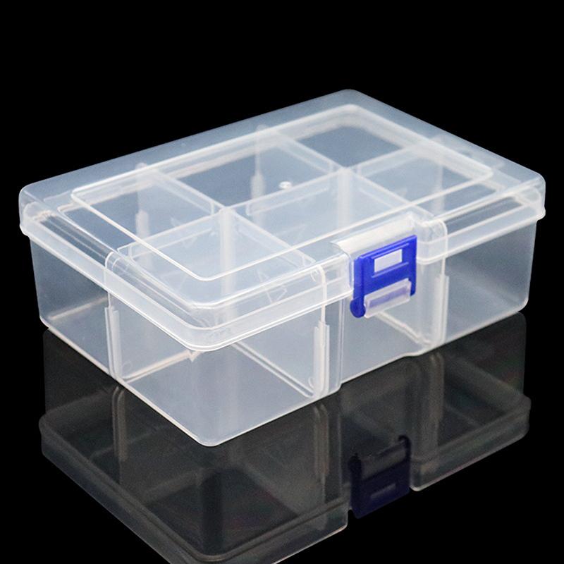 1Pc 6-Grid Plastic Box Removable Storage Box For Tools Jewelry And Fishing Gear Desktop Storage Box
