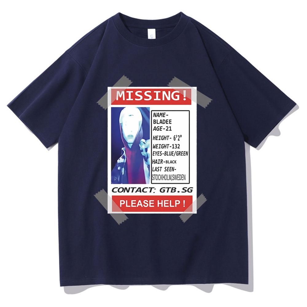 Missing Poster Bladee Drain Gang Ecco2k Graphic Print Tshirt Unisex Women Hip Hop Oversized Tshirt Unisexs Fashion Streetwear Tees