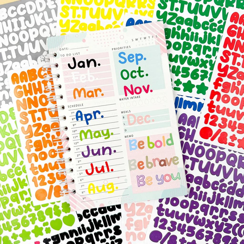 0.5 Inch 5 Sheets Small Letter Stickers Number Alphabet Sticker for Stationery Scrapbook Grad Cup Mug DIY Crafts Art Making