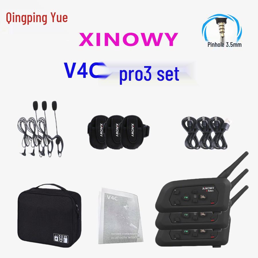 Xinowy V4cPRO Bluetooth Headset for Football Referees, 4-Person Calls, Includes 3 Sets with Storage Bag.