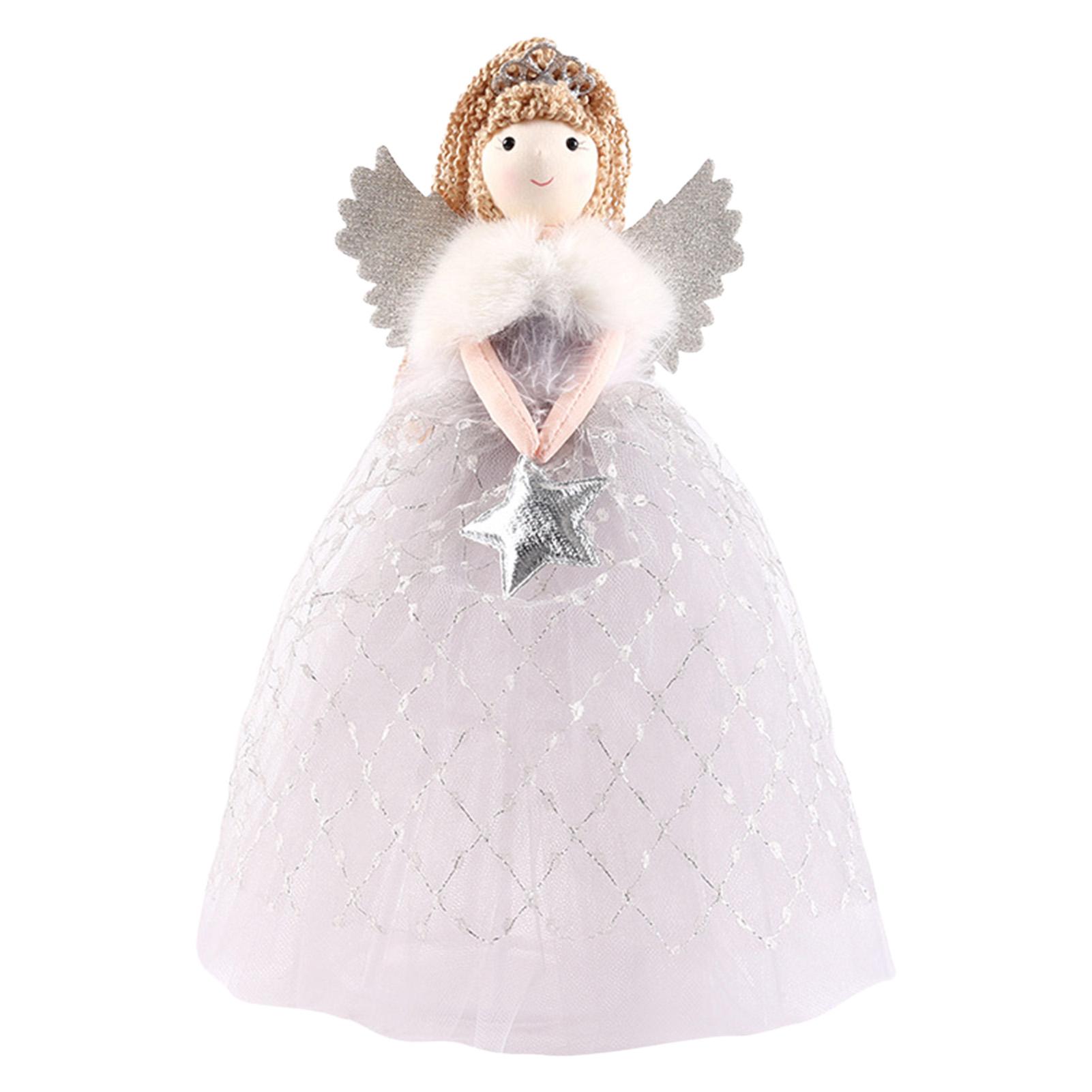

Рождественские ангелы-украшения Рождественский подвесной ангел в элегантном платье для праздничного украшения елки венком светло-серый