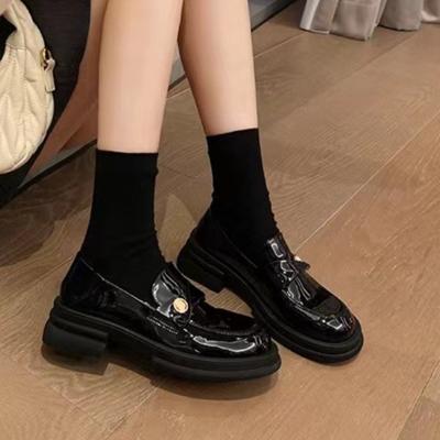 New Women's 2025 Spring New Soft Versatile Round Head Platform British Style Small  Shoe One-pedal Single Shoes