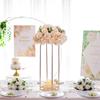 3-Pack Wedding Table Gold Metal Flower Stand - Floor Standing Vase Stand Pathway Full Height Column Tabletop Centerpiece